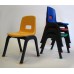 D130 Set of 4 Stackable School Chairs, 12" High Seats, Red, Blue, Yellow, Green, Heavy Duty.