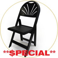 STOCK OF 80 BLACK FAN resin folding chairs - Older Style